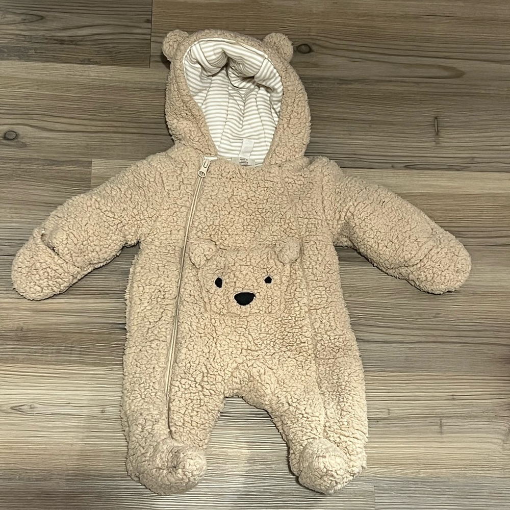 First Wish Infant Tan Bear Snowsuit